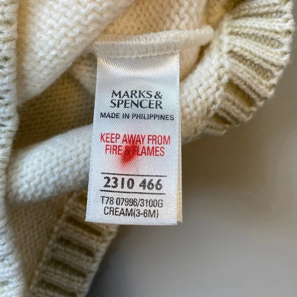 Baby Marks & Spencer Sweater 3-6 months Cream Green Sheep Knit Cottage Classic - Picture 6 of 11